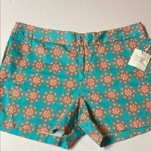 Sigrid Olsen women’s Cotton Aqua /orange shorts midrise size 8